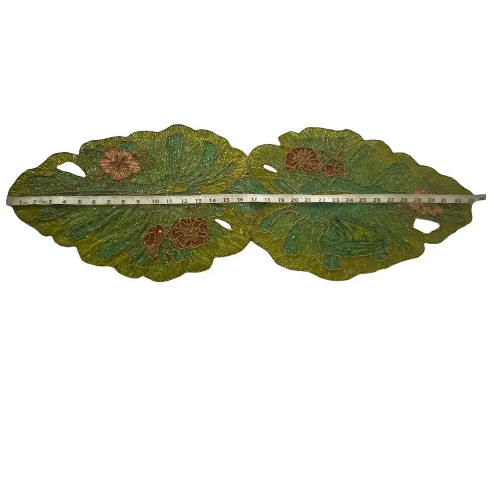 Pier 1 Imports SKU # 2510933 Beaded Palm Leaf Table Runner 100% Cotton 12